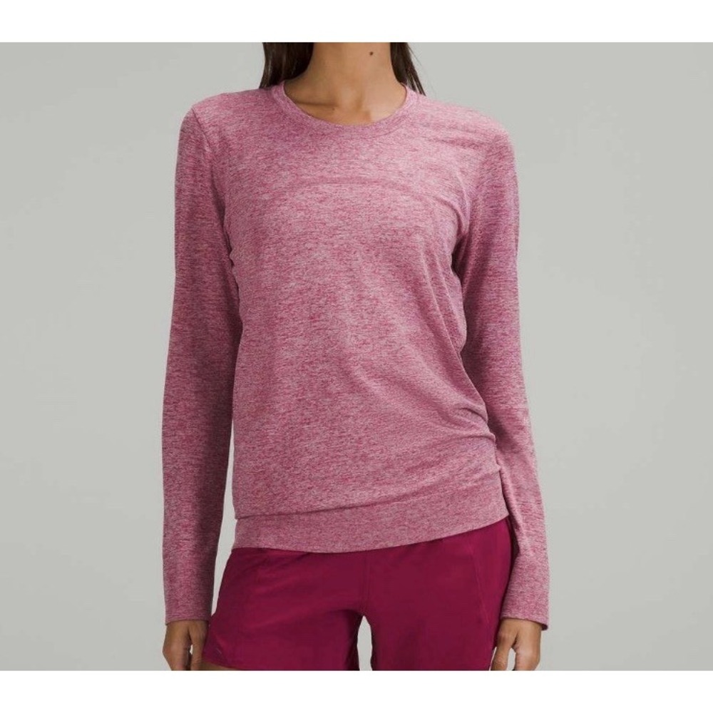 Lululemon Swiftly Relaxed Fit Long Sleeve Shirt Size 14 Pomegranate Pink Workout